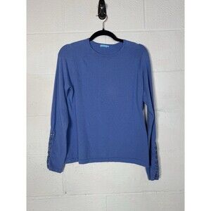 J McLaughlin Jamey Sweater Women's M Light Blue Button Cuff Knit Pullover Top